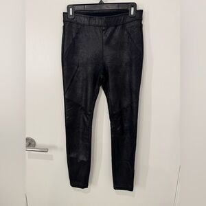 Free People Never Let You Go Faux Brushed Leather Black Leggings Stretch Size 4